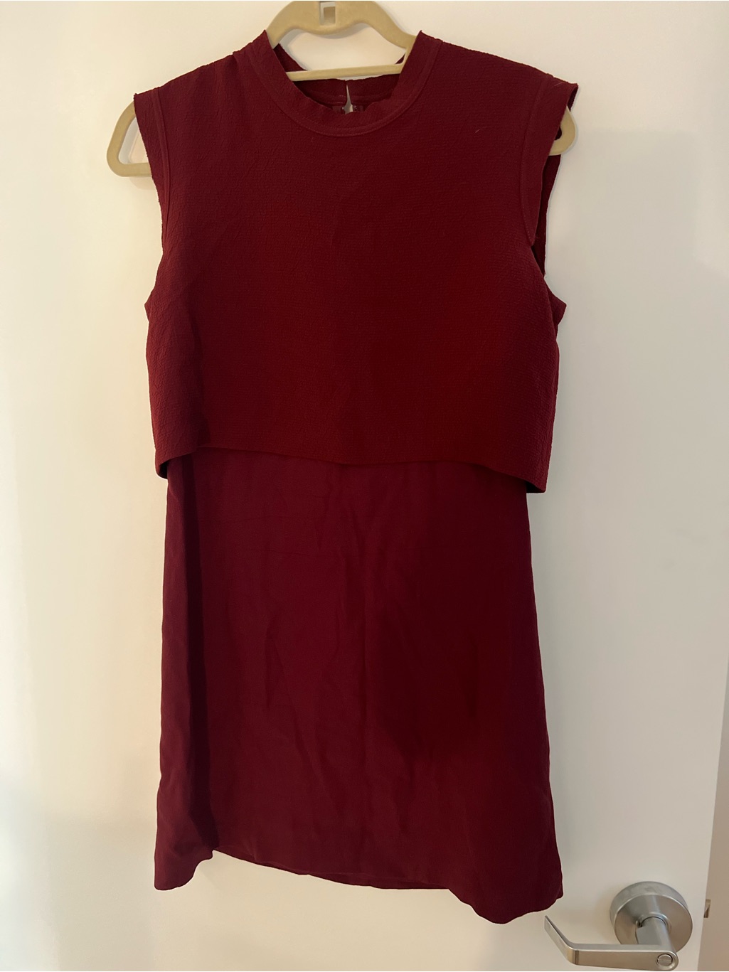 Sandro Sleeveless Layered Dress In Wine Red